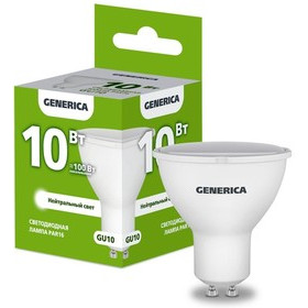 Лампа светодиодная PAR16 софит 10Вт 230В 4000К GU10 GENERICA