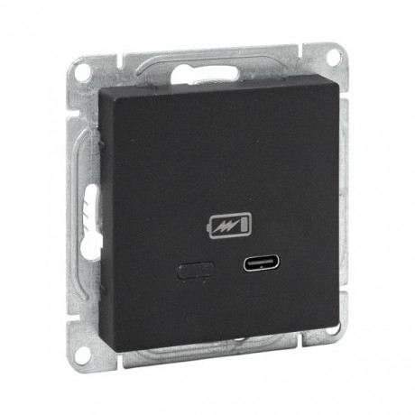 Механизм розетки USB-С, быстрая, чёрная Эпика EKF