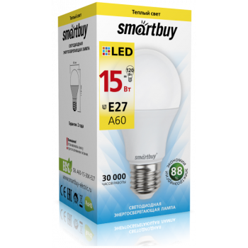 Светодиодная (LED) Лампа Smartbuy-A60-15W/3000/E27