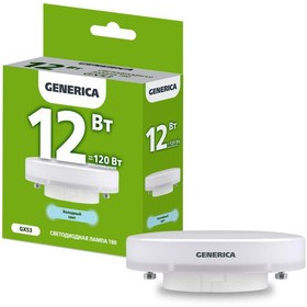 Лампа светодиодная T80 таблетка 12Вт 230В 6500К GX53 GENERICA