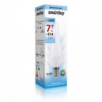 Светодиодная (LED) Свеча на ветру матовая Лампа Smartbuy-C37-07W/4000/E14 (SBL-C37Tip-07-40K-E14)_