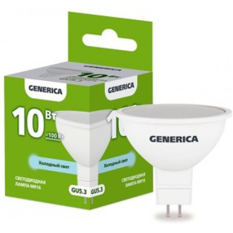 Лампа светодиодная MR16 софит 10Вт 230В 6500К GU5.3 GENERICA