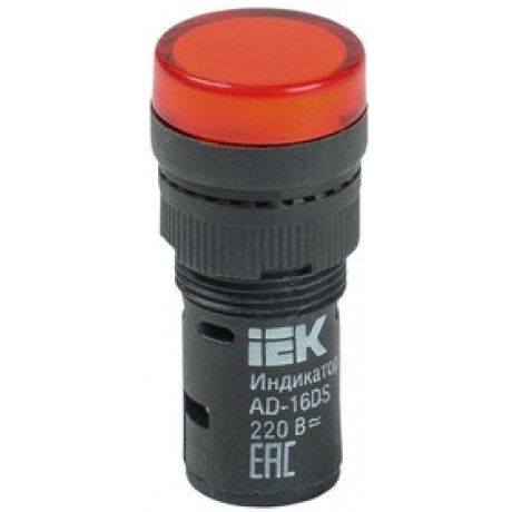 Лампа AD16DS LED матрица d16мм красный 230В AC
