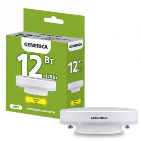Лампа светодиодная T80 таблетка 12Вт 230В 4000К GX53 GENERICA