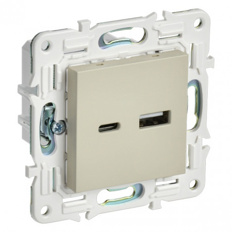SKANDY Розетка USB A+C 3,1А SK-R14B бежевый IEK	